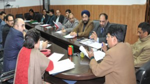 Divisional Commissioner Shantmanu chairing a meeting in Jammu on Thursday.