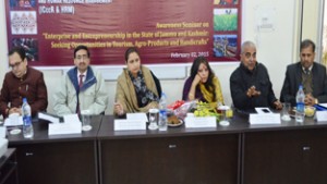 Prof Neelu Rohmetra and other resource persons at seminar by ICccR & HRM at JU on Monday.