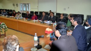 DDC Kathua Dr Shahid Iqbal chairing a meeting at Kathua on Tuesday.
