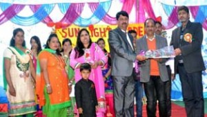 Dignitaries during Annual Function at Sunlight Academy Uttarbehani on Wednesday.