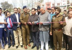 Dignitaries inaugurating Cricket Tournament at Bana Singh Stadium, in RS Pura on Thursday.