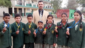 Medal winners of HPS posing for a group photograph.  