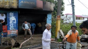 A uniform shop which gutted in fire on Wednesday night at Kathua. -Excelsior/Madan