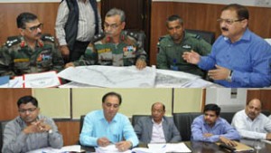 Divisional Commissioner, Dr Pawan Kotwal chairing a meeting at Jammu on Tuesday.