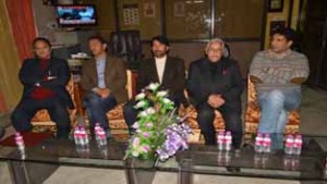 PCC president, GA Mir and others during meeting in Jammu on Saturday.