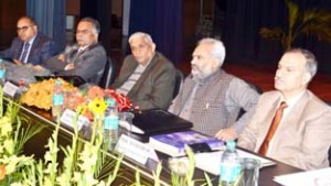 JU VC and others on dais during valedictory function of 10th JK Science Congress on Monday.