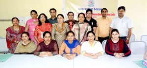 Participants of one-day interactive session on women study centres in Jammu on Wednesday.