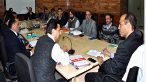 Minister of State for Housing and Urban Development Mohammad Ashraf Mir chairing a meeting at Jammu on Wednesday.