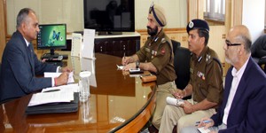 DGP, K Rajendra Kumar in a meeting with traffic police officers at PHQ on Thursday. 