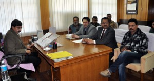 MoS Finance & Information Technology Pawan Gupta chairing a meeting of officers of ULB on Friday.