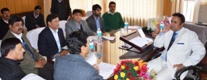 Minister for CA&PD, Ch Zulifkar Ali chairing a meeting at Jammu on Wednesday.