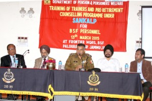 DIG PSO NS Jamwal during pre-retirement counselling workshop at Jammu on Friday.