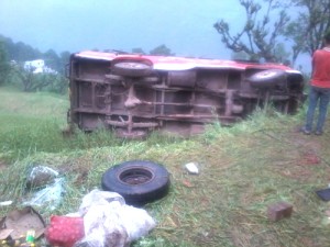 Belongings of the victims lying near the accident site.