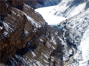 Artificial channel created near the lake formed at Zanskar Valley.