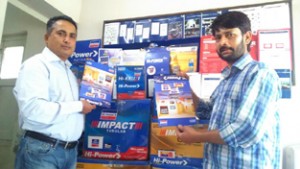 Northern Regional Sales Manager, Arun Sood and Romi Sohal getting distributorship of High Power Southern Batteries on Wednesday.