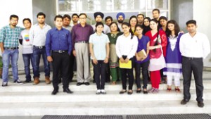 Students of IMS who excelled in placement drive posing for a group photograph on Monday. 