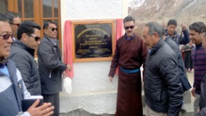 CEC, LAHDC Leh, Rigzin Spalbar and others during inauguration of Medical Aid Centre at village Ney in Leh.