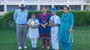 Winners posing fr group photograph after being felicitated by School Principal at GHPS in Jammu.