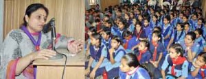 Minister of State for Education, Priya Sethi addressing a large number of Scouts & Guides in Jammu on Wednesday.