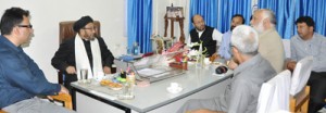 Vice Chairman Khadi Village Industry Board, Aga Syed Mohammad Rizvi chairing a meeting on Thursday.