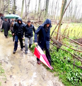 Omar Abdullah during visit to Beerwah Constituency on Wednesday.