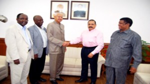 A delegation from the Republic of Tanzania led by its Minister for Labour & Public Services/Personnel & Training, Haroun Ali Suleiman calling on Union Minister Dr Jitendra Singh at his North Block office, New Delhi on Friday.