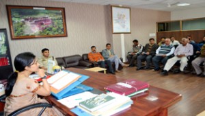 Deputy Commissioner, Sushma Chauhan reviewing Baisakhi arrangements in a meeting at Reasi on Thursday.