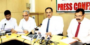 CGM NABARD, Shanker A Pande interacting with media persons at Jammu on Wednesday.        -Excelsior/Rakesh