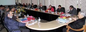 Chief Minister Mufti Mohd Sayeed chairing Governing Body meeting of SKIMS at Srinagar on Wednesday.