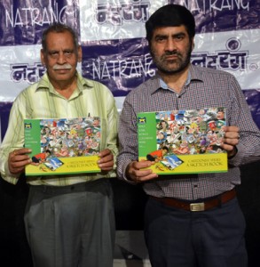 Balwant Thakur releasing children’s Sketch-Book on Thursday. 