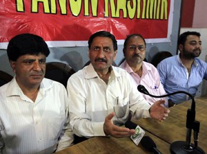 PK leaders at a press conference at Jammu on Saturday. -Excelsior/Rakesh