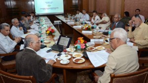 Governor N.N. Vohra chairing Executive Council meeting of SMVDU at Kakryal on Friday.