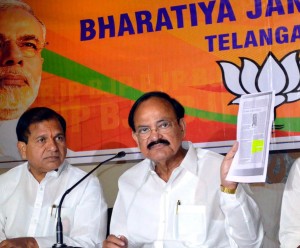 Union Minister of Urban Development and Parliamentary Affairs Venkaiah Naidu addressing a press conference  in Hyderabad on Friday. (UNI )