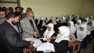 Minister for Education, Naeem Akhtar interacting with students on Wednesday.