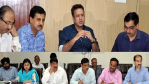 Minister for CA&PD, Ch Zulfkar Ali chairing a meeting at Jammu on Thursday.