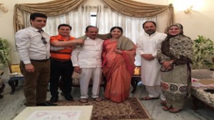 J&K legislators presenting a pashmina shawl to the Deputy Chief Minister of Telangana at Hyderabad.