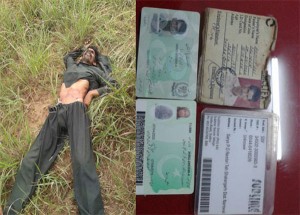 Body of Pakistani intruder and identity cards recovered from him in Samba sector on Thursday. -Excelsior/Gautam