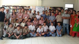 Winners of French Translation Competition posing for a group photograph at KC Gurukul School in Jammu.