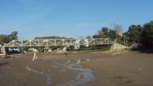 A foot bridge over river Devika in Purmandal which sans approach road. 