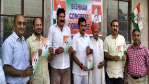 Congress leaders during kick start of membershop drive of the party at Bishnah.