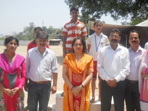 Medal winners posing alongwith dignitaries during District Level Athletic Meet in Samba.