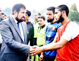 Director General Sports, Jehangir Mir interacting with footballers during concluding function of the Camp.