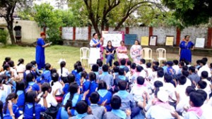 Scouts and Guides being addressed during a Camp at Model Academy in Jammu.