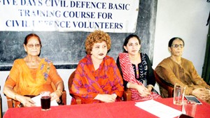 Dignitaries during Civil Defence training programme at SoS Home Channi Rama in Jammu.