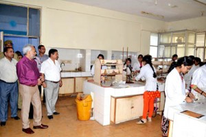 JU VC visiting laboratory of Chemistry Department on Friday.