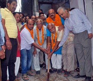 Yudhvir Sethi kick-starting development works in old city on Friday.