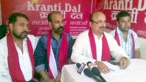 Kranti Dal leaders during a press conference at Jammu on Thursday. 