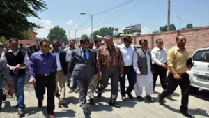 Minister for Cooperatives, Tsering Dorjey during his one day tour to Anantnag on Saturday.