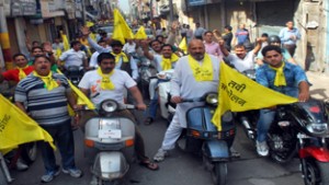 Tawi Bachao Andolan activists taking out a rally in Jammu on Sunday.