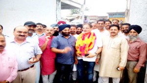 Speaker Legislative Assembly Kavinder Gupta during his visit to areas of Satwari.